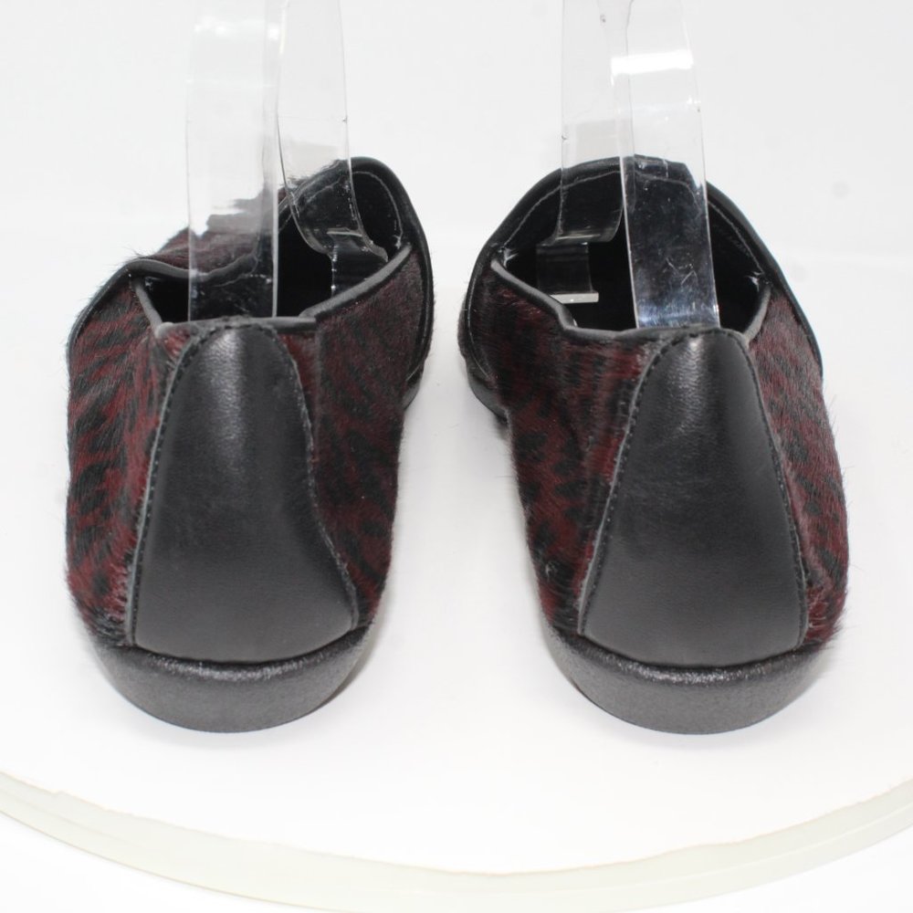 The Flexx Vera Pelle 9.5M Dark Red Black Animal Print Leather Almond Toe Flats - Picture 6 of 10